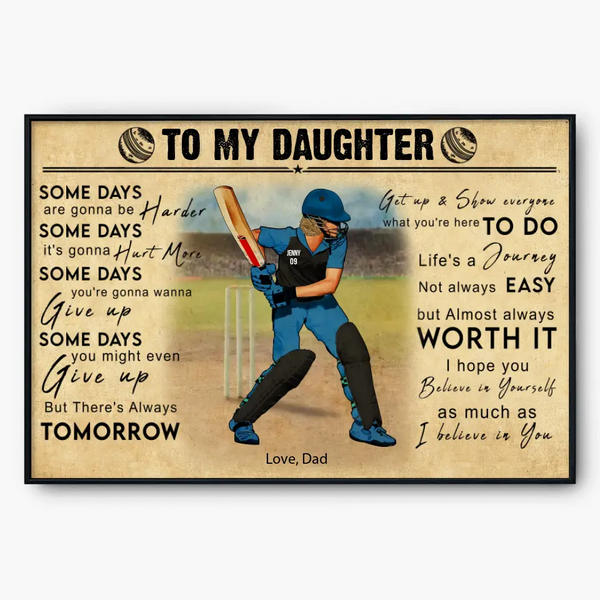 Custom Personalized To My Daughter Cricket Poster, Canvas, Gifts For Son, Cricket Gifts, Gifts For Cricket Players HTL0929C01HV