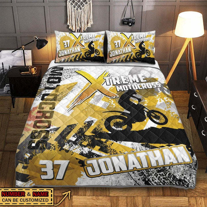 Motocross Racing Name & Number Personalized Quilt Bedding Set Dbq0821A04Dn - Unitrophy