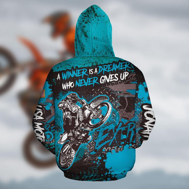 Motocross Racing Name & Number Personalized Hoodie Dbq0825A02Dp - Unitrophy