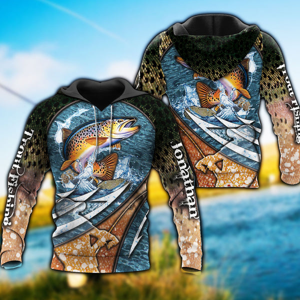 Personalized Trout Fishing All Over Print Apparel with custom Name - NNH0209B01SA02