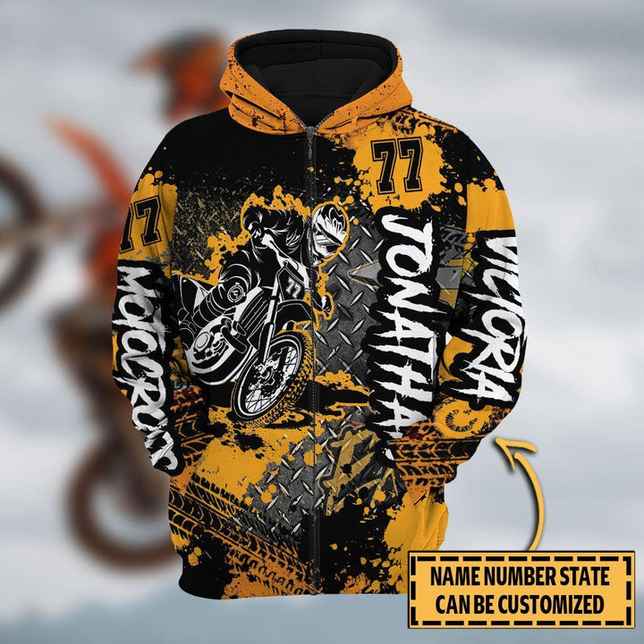 Motocross Racing Name Number & State Personalized Hoodie Dbq0824A25Sa - Unitrophy