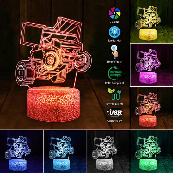 Sprint Car Racing Sprint Car 7 Colors Touching Change  3D Led Light  Thedp0630001