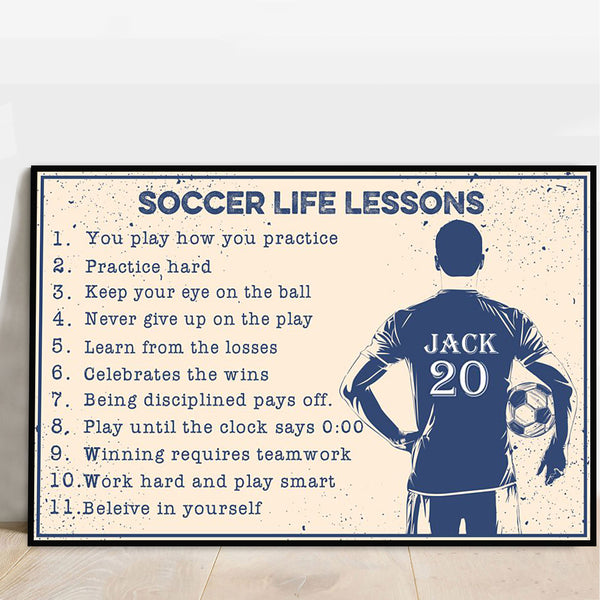 Personalized Soccer Life Lessons Poster, Canvas with custom Name & Number NTB0311B11C L