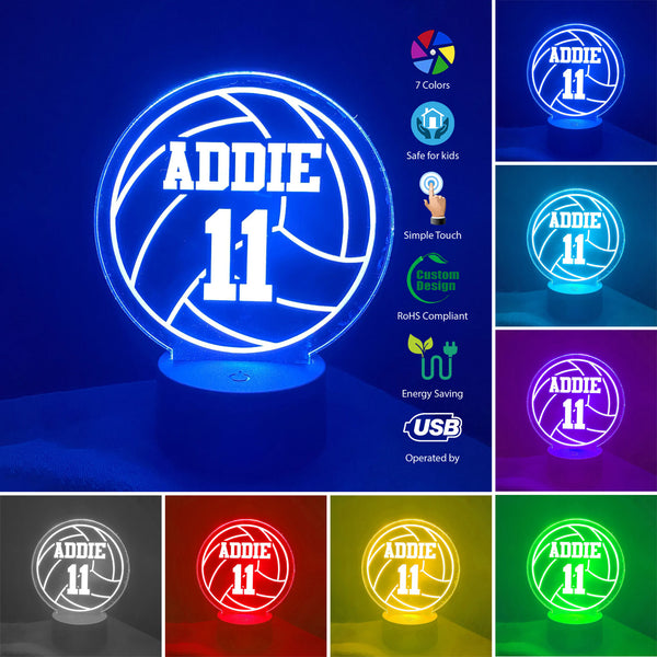 Custom Personalized Volleyball 3D Led Light with custom Name & Number NTB0407B11