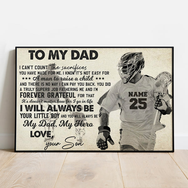 Custom Personalized Lacrosse Poster, Canvas, Lacrosse Gifts, Gifts For Dad With Custom Name & Number NTB0517B03