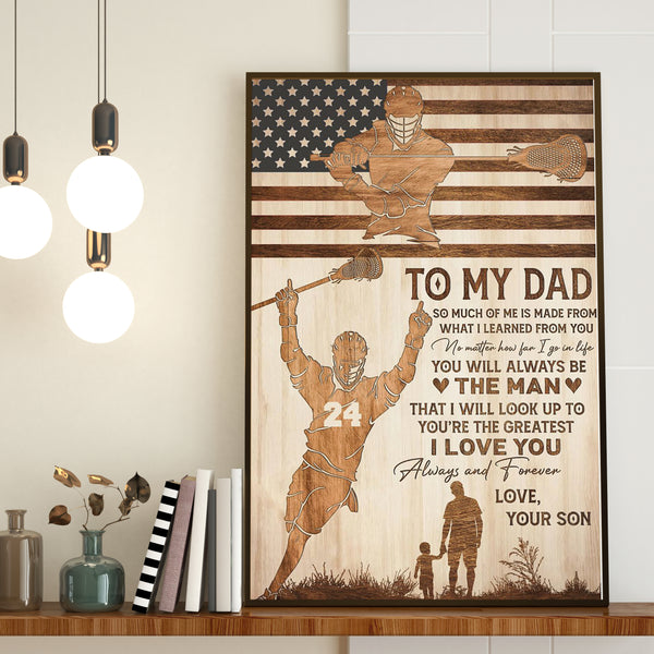 Custom Personalized Lacrosse Poster, Canvas, Lacrosse Gifts, Gifts For Dad With Custom Name & Number NTB0517B05