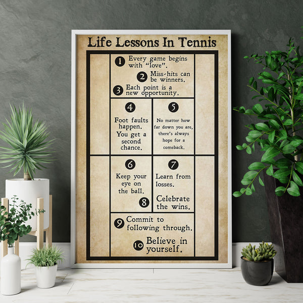 Tennis Poster, Canvas Tennis Life Lessons NTB0522B05