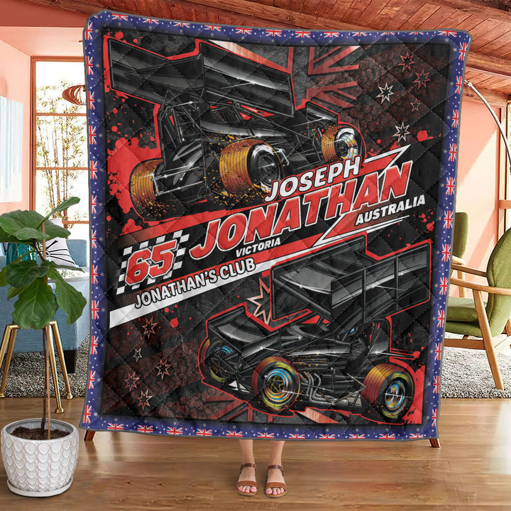 Sprint Car Racing Winged Australia Flag Name Number State Club Personalized Quilt Bedding Set Thesa0813001 - Unitrophy