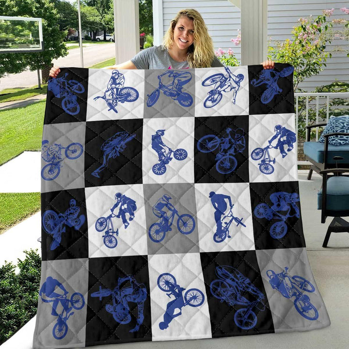 BMX  Freestyle Blue  Quilt Bedding Set - Unitrophy