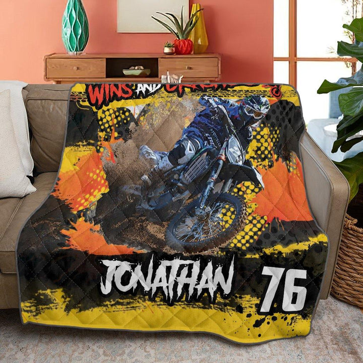 Motocross Racing Name & Number Personalized Quilt Bedding Set Dbq0821A01Bdp - Unitrophy
